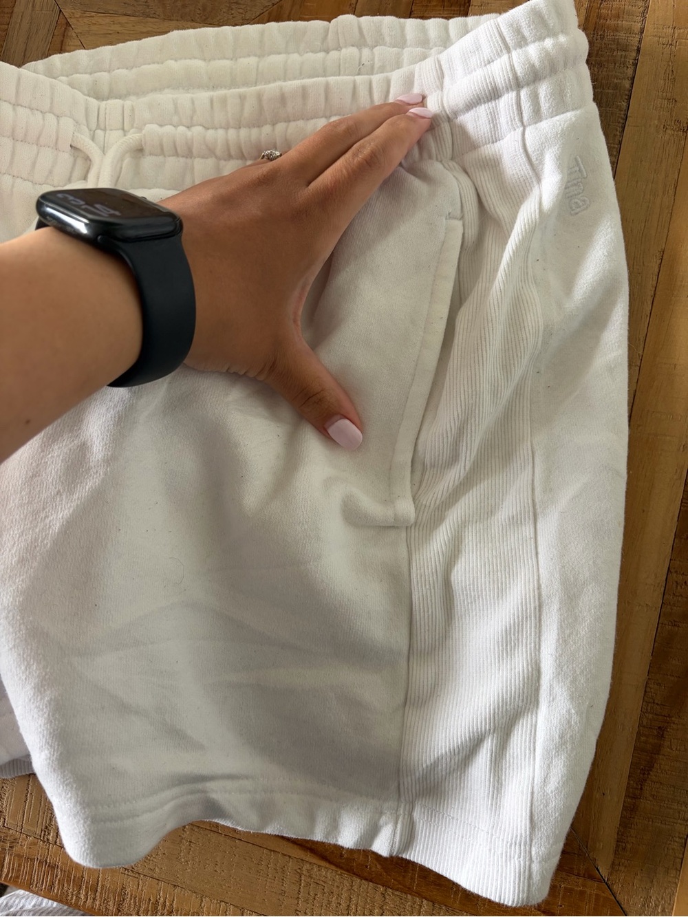 TNA White Athletic Lounge Shorts with Drawstring Waist - Picture 4 of 4